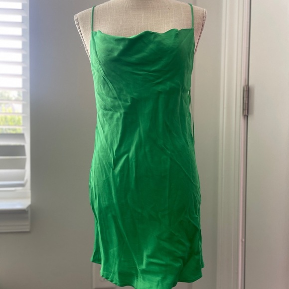 Zara Kelly Green Mini Cowl Neck Backless Dress Medium - Picture 3 of 9